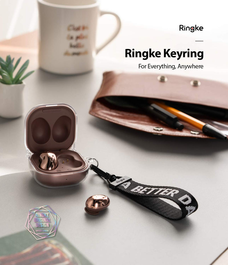  [AUSTRALIA] - Ringke Key Ring Strap Compatible with Earbuds, Keys, Cameras & ID QuikCatch Keyring Lanyard - Ticket Band 2 Black