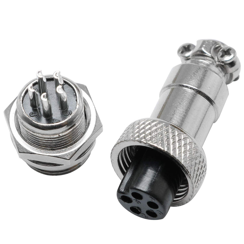  [AUSTRALIA] - DGZZI GX12-5 Aviation Connector Plug 5PCS 12mm 5 Pin Male Female Screw Type Panel Metal Aviation Connector Adapter Aviation Socket