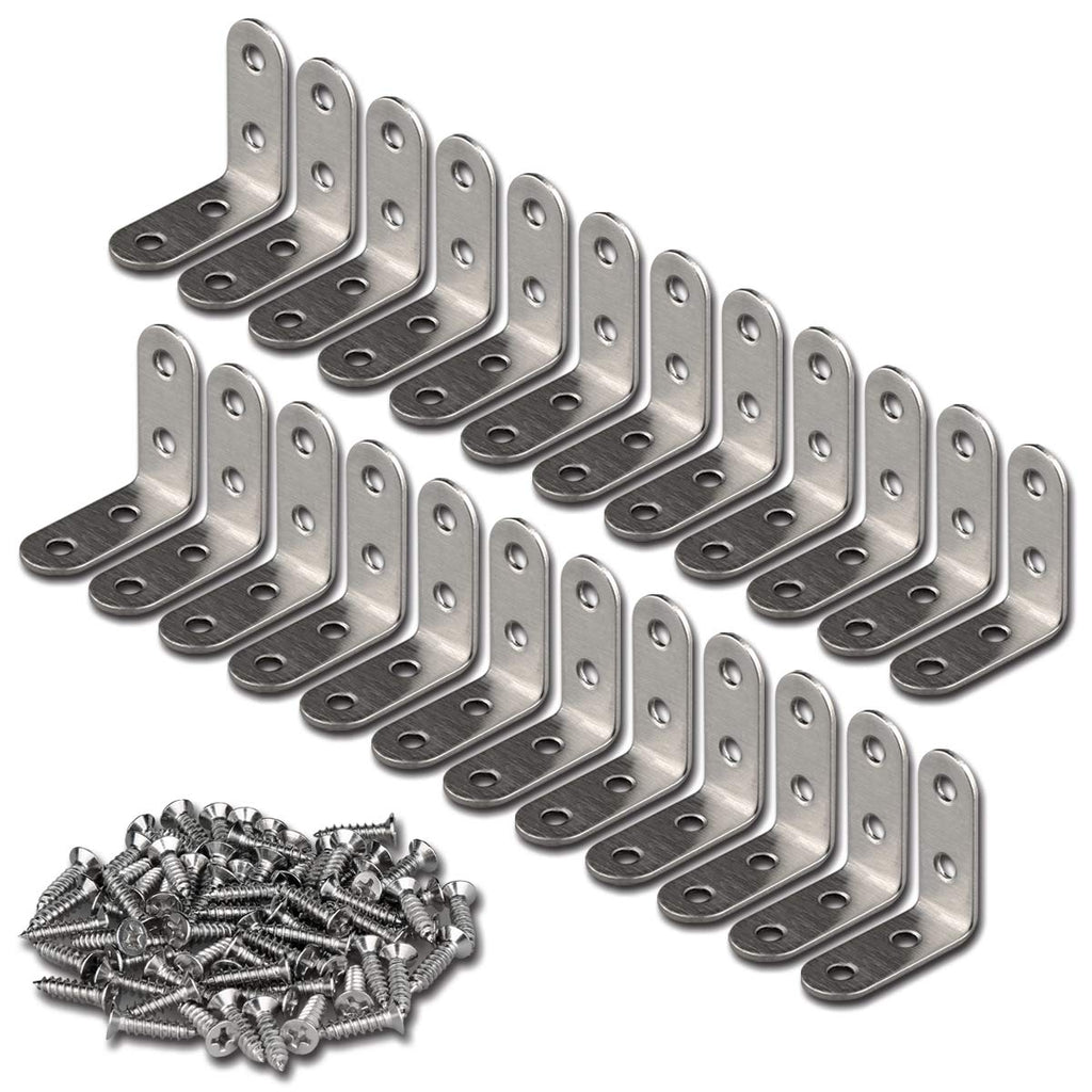  [AUSTRALIA] - 24 Pieces Stainless Steel Corner Braces (1.57 x 1.57 inch，40 x 40 mm) Joint Right Angle Bracket Fastener L Shaped Corner Fastener Joints Support Bracket, 96 Pieces Screws Included 1.57*1.57 inch