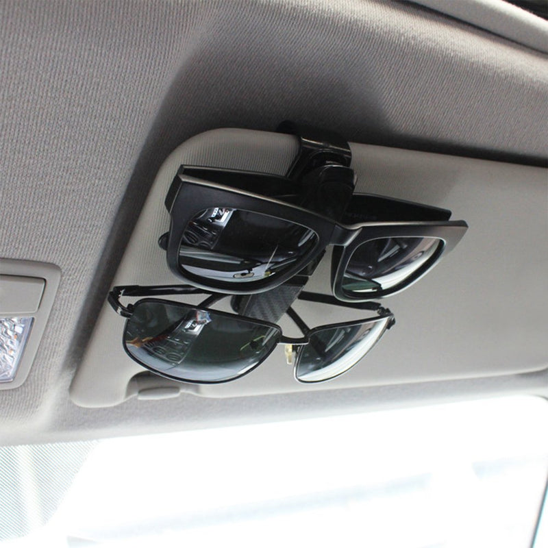  [AUSTRALIA] - FineGood 2 Pack Glasses Holders for Car Sun Visor, Sunglasses Eyeglasses Mount with Ticket Card Clip - Black Silver
