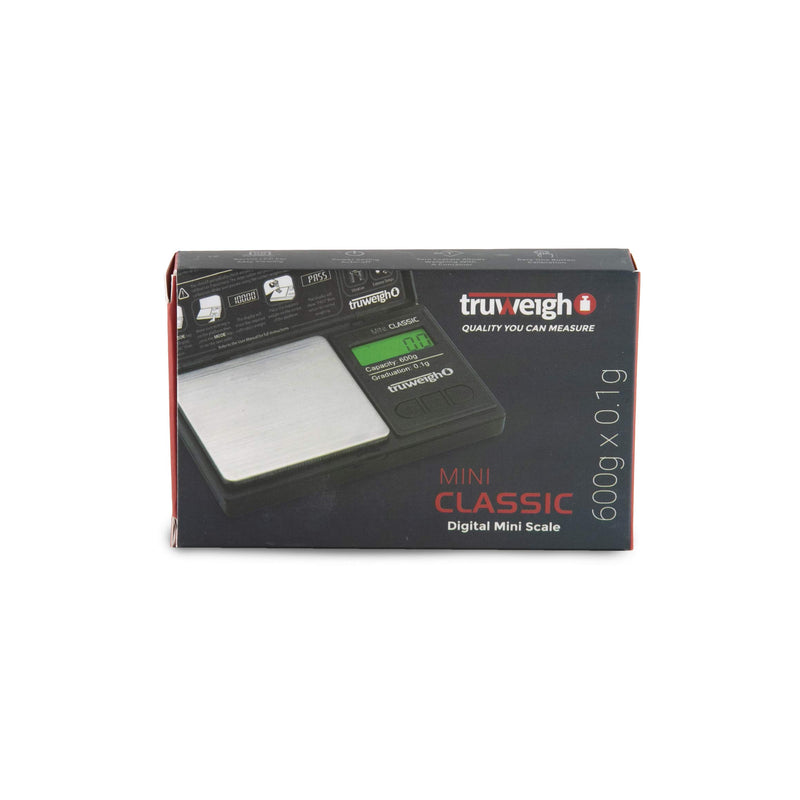 Truweigh MINI CLASSIC Digital Scale (600g x 0.1g - Black/Black) - Digital Food Scale - Digital Kitchen Scale - Small Digital Pocket Scale - Jewelry Scale - Travel Digital Gram Scale - Meal Prep Scale 600g x 0.1g - LeoForward Australia