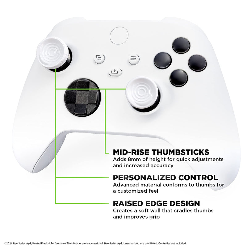  [AUSTRALIA] - KontrolFreek CQC Rush for Xbox One and Xbox Series X Controller | Performance Thumbsticks | 2 Mid-Rise Concave | White