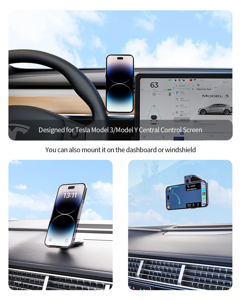  [AUSTRALIA] - Wireless Car Charger Mount, Marnana Magnetic Car Phone Holder for Tesla Model 3/X/Y/S, Fast Charging Foldaway MagSafe Wireless Charger Phone Mount Only Compatible with iPhone 12/13/14 Series Wireless Charge Version