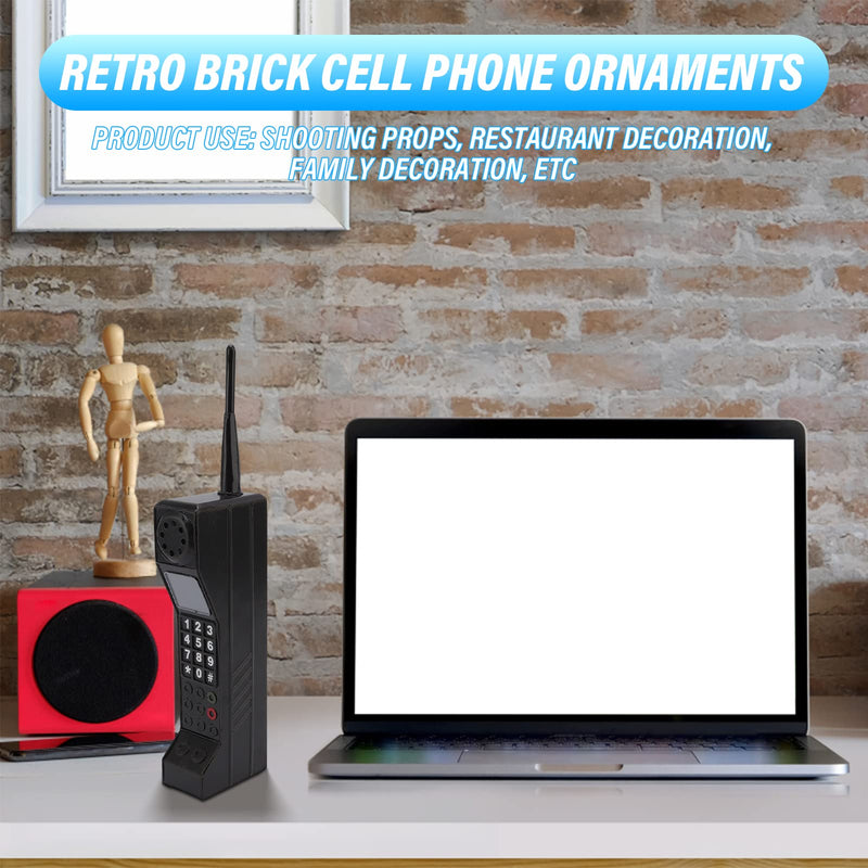  [AUSTRALIA] - Pilipane 80's Retro Mobile Phone,Inflatable Mobile Phone,Retro Brick Cell Phone Ornament,for 80's 90's Party Decorations Supplies Retro Cell Dress Accessory (Black) Black