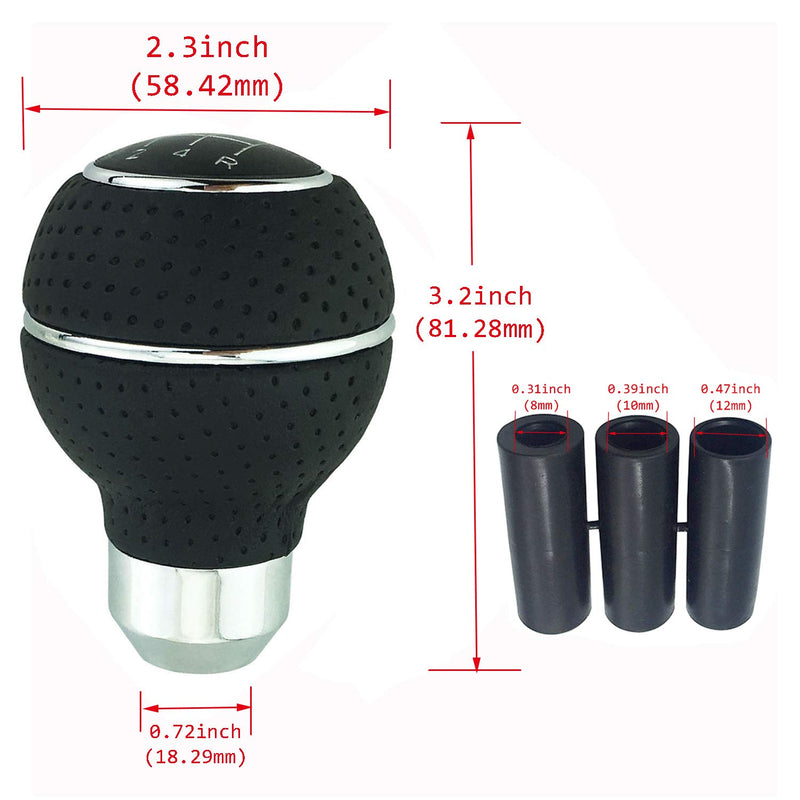  [AUSTRALIA] - Abfer Leather Shift Knob 5 Speed Manual Gear Shifter Car Shifting Stick Head Fit Most Universal Manual Vehicle (Silver) Silver