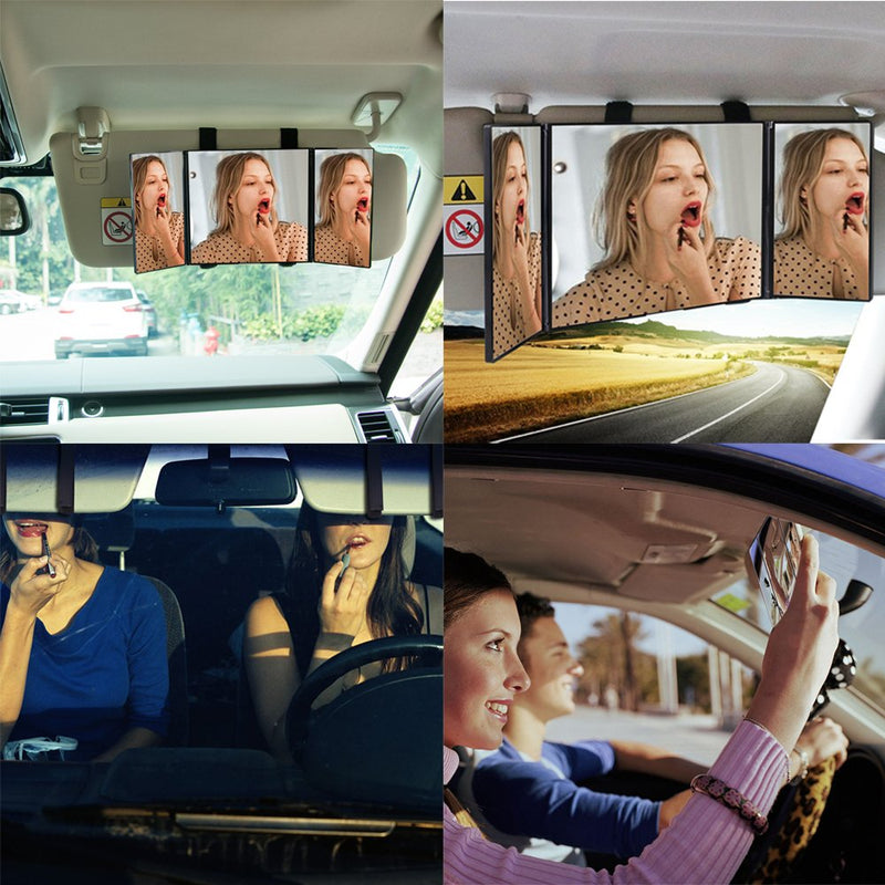 Huicocy Car Visor Mirror, Makeup Travel Vanity Mirror Car Cosmetic Mirror Clip On Sun Visor Auto Supplies 310mm 12” Universal for Car Truck SUV Rear View Mirror (12in5.5in, Black) 12in*5.5in Sun visor vanit mirror - LeoForward Australia