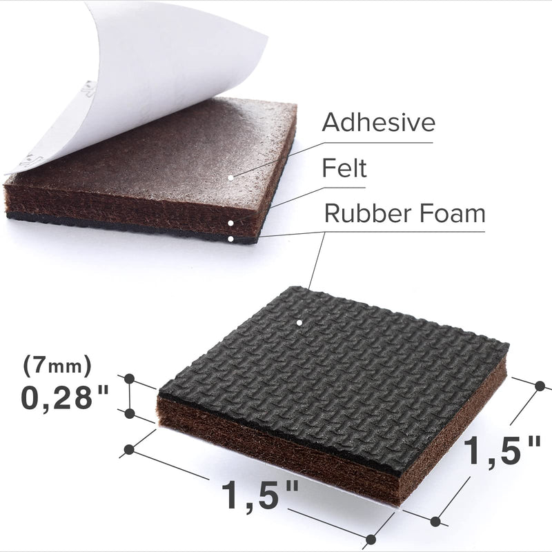  [AUSTRALIA] - X-PROTECTOR Non Slip Furniture Pads – 8 Premium Furniture Grippers 1 1/2"! Best SelfAdhesive Rubber Feet Furniture Feet – Ideal Non Skid Furniture Pad Floor Protectors – Keep Furniture in Place! 1 1/2 inch 8 Square