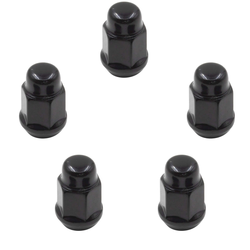 Set of 20 Lug Nut 1/2-20 Thread Closed End Bulge Acorn Lug Nuts 1.38” Long - Cone Seat - 19mm (3/4”) Hex Wheel Lug Nut (Black) - LeoForward Australia