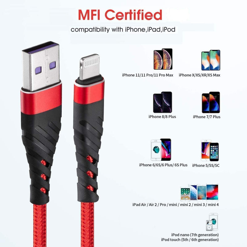  [AUSTRALIA] - (2 Pack) Long iPhone Charger 10ft for [MFi Certified],CyvenSmart 10 Foot Lightning Cable Fast Charging Cord 10 Feet for iPhone 13/12/12 Pro/11/11 Pro/11 Pro Max/XS/XS Max/XR/X/8/8 Plus/7/7 Plus/6 Plus red