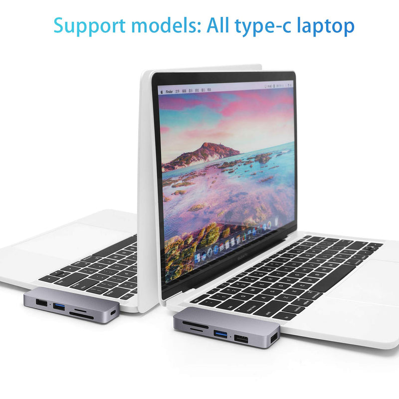 USB C Hub for MacBook,6-in-1 Type C Hub Adapter for Laptop with USB 3.0/2.0, 87W Small USB Hub for Laptop Powered Delivery, TF/SD Card Reader Compatible for MacBook Pro, XPS More Type C Devices - LeoForward Australia