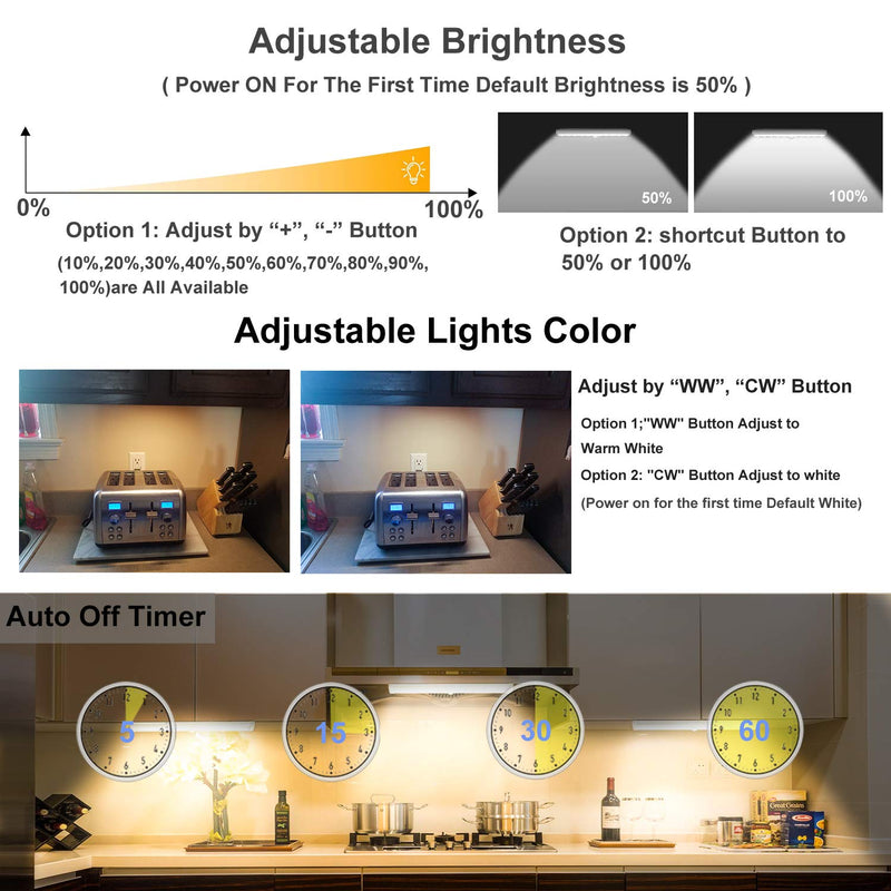  [AUSTRALIA] - Battery Operated Lights Wireless Under Cabinet Lights with Remote Control LDOPTO Dimmable 10-LED Closet Light Battery Powered Stick On Lights with Timing and Touch Switch for Kitchen Stairs 1 Pack 1-Pack