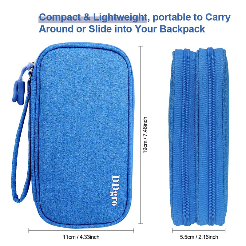  [AUSTRALIA] - DDgro Electronics Travel Organizer, Small Accessories Pouch Bag for Keeping Power Cord/Charger/Cables/Wireless Mouse/Kid’s Pens Organized (Small, Azure Blue)