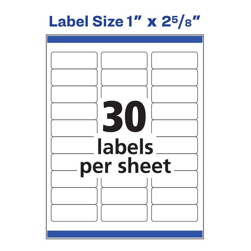 Avery Address Labels with Sure Feed for Laser & Inkjet Printers, 1" x 2-5/8", 750 Labels White - LeoForward Australia