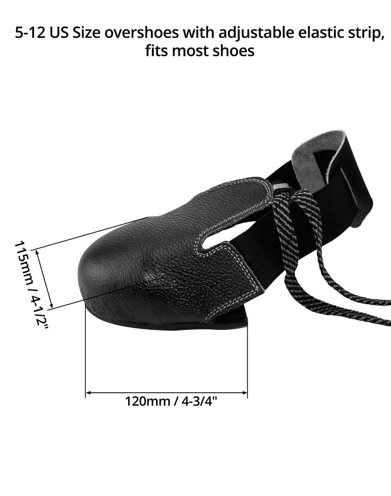  [AUSTRALIA] - QWORK Steel Toe Cap Safety Overshoes Workplace Anti-smash Cover with Adjustable Strap for Men/Women, 1 Pair (Size 5-12 US)