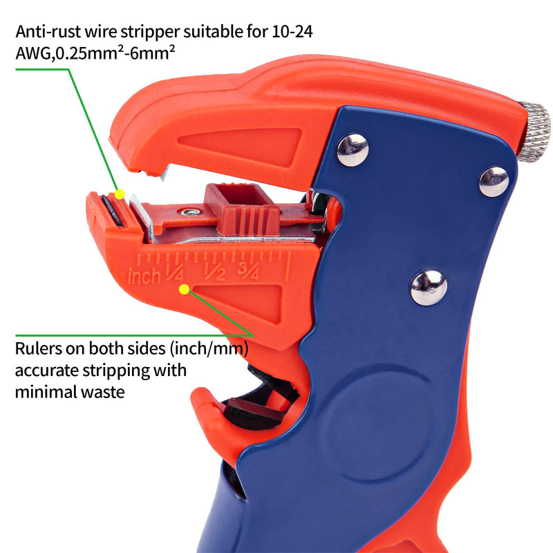  [AUSTRALIA] - BOENFU Speaker Wire Stripper Quick Wire Stripping Tool 14-24 AWG Auto Stripper Small Gauge Electrical Pliers with Spring,7 inches