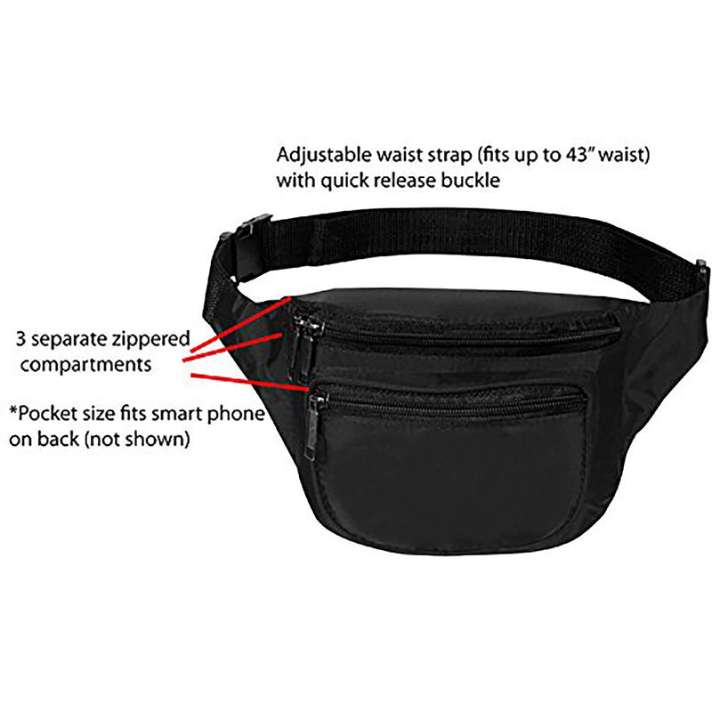 Fanny Pack, BuyAgain Quick Release Buckle Travel Sport Waist Fanny Pack Bag For Men Or Women Black - LeoForward Australia