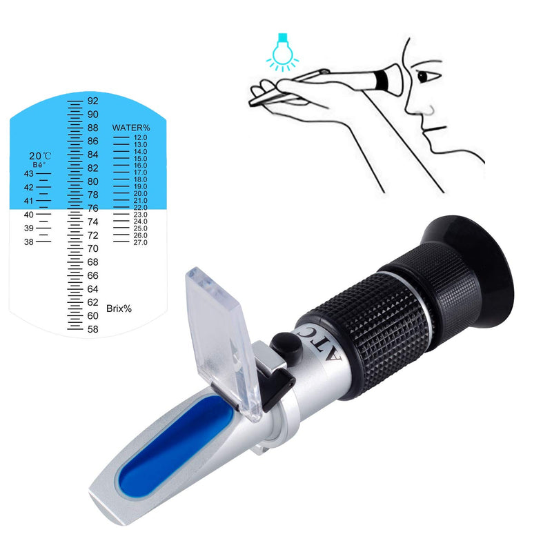 Honey Refractometer with ATC - Tiaoyeer Refractometer for Honey Moisture, Brix and Baume, 58-90% Brix Scale Range Honey Moisture Tester (Honey Refractometer) Honey Refractometer - LeoForward Australia