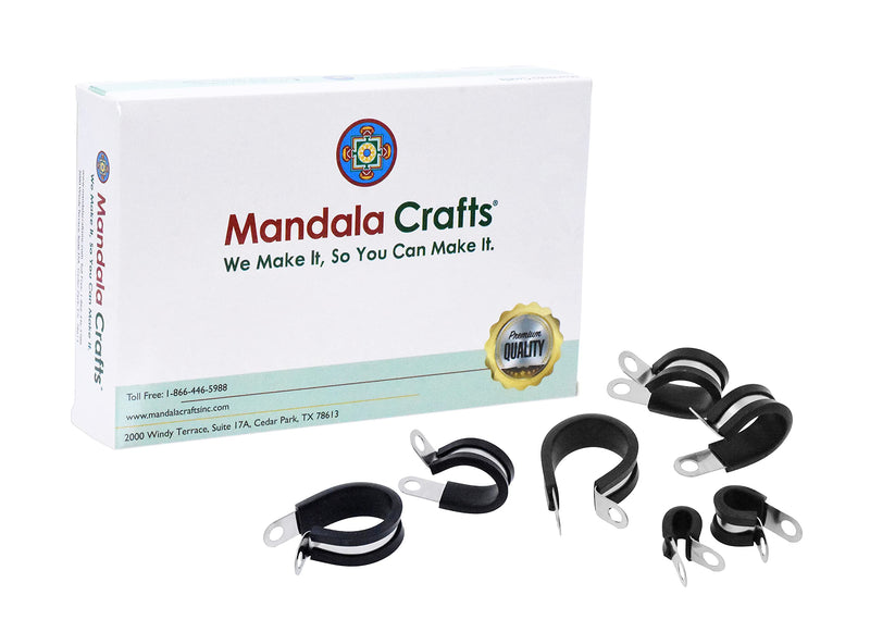  [AUSTRALIA] - Mandala Crafts Cable Clamps – Wire Clamps for Electric Wires - Stainless Steel Rubber P Clamp R-Type Cable Clamp Kit for Brake Line 1/4 3/8 1/2 3/4 1 Inch 50 PCs