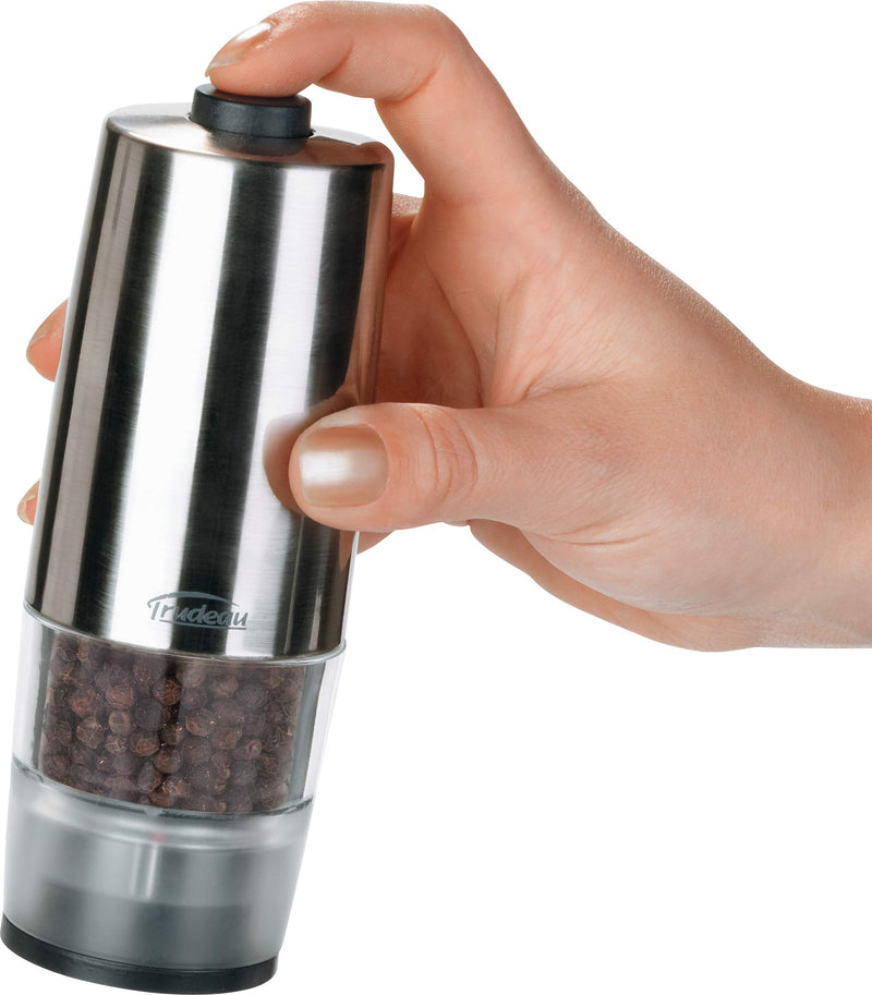  [AUSTRALIA] - Trudeau One-Hand Battery Operated Pepper Mill, Stainless Steel Finish