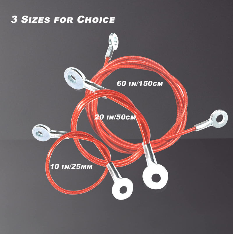  [AUSTRALIA] - Bytiyar 5 pcs 60 inch (150cm) 3mm Thickness Galvanized Steel Wire Cable Eyelets Ended Short Rope Lanyard Safety Tether Chain Lock with Vinyl Coated Cover Red 60in/150cm Red_5pcs