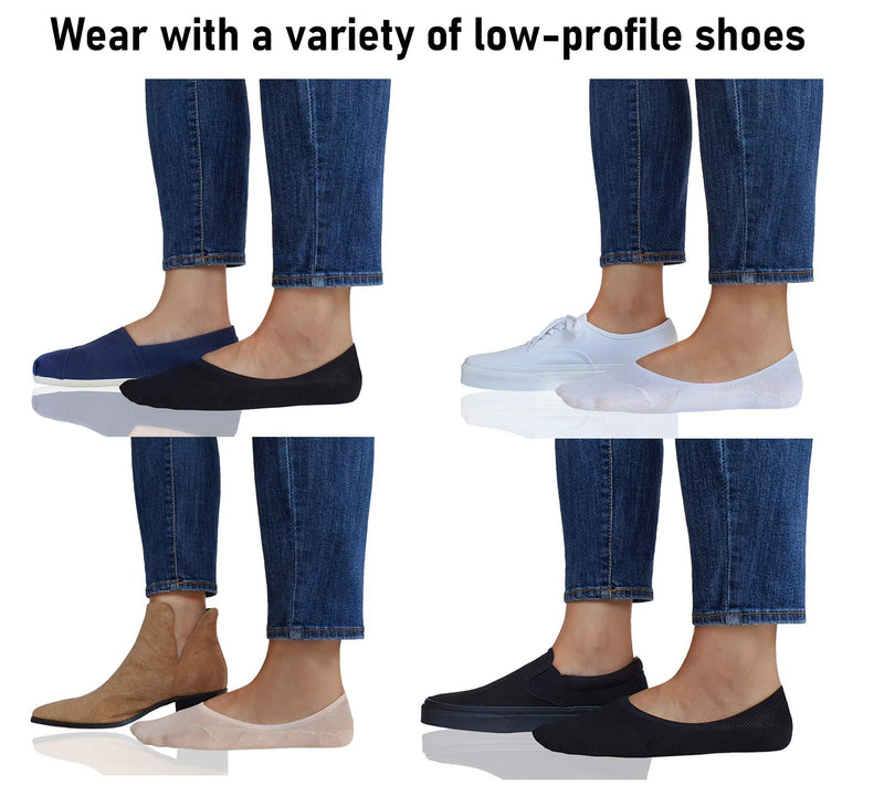 Eedor Women's 3/6/8 Pairs Thin No Show Socks Non Slip Flat Boat Line Shoe Size: 5-7 3 Pairs (6 Socks)_beige - LeoForward Australia