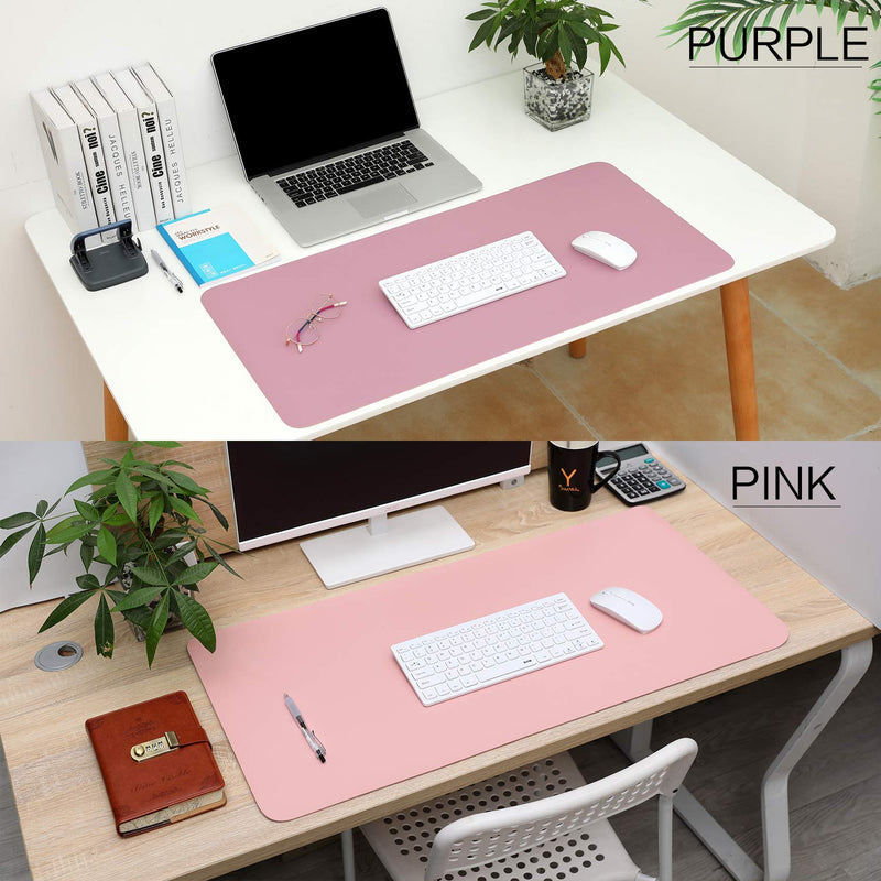 WAYBER Dual Sided Leather Desk Pad (31.5 x 15.7"), Waterproof Office Desk Mat, PU Mouse Pad, Desk Cover Protector, Desk Writing Mat for Office/Home/Work/Cubicle (Purple/Pink) Purple/Pink 31.5" x 15.7" - LeoForward Australia