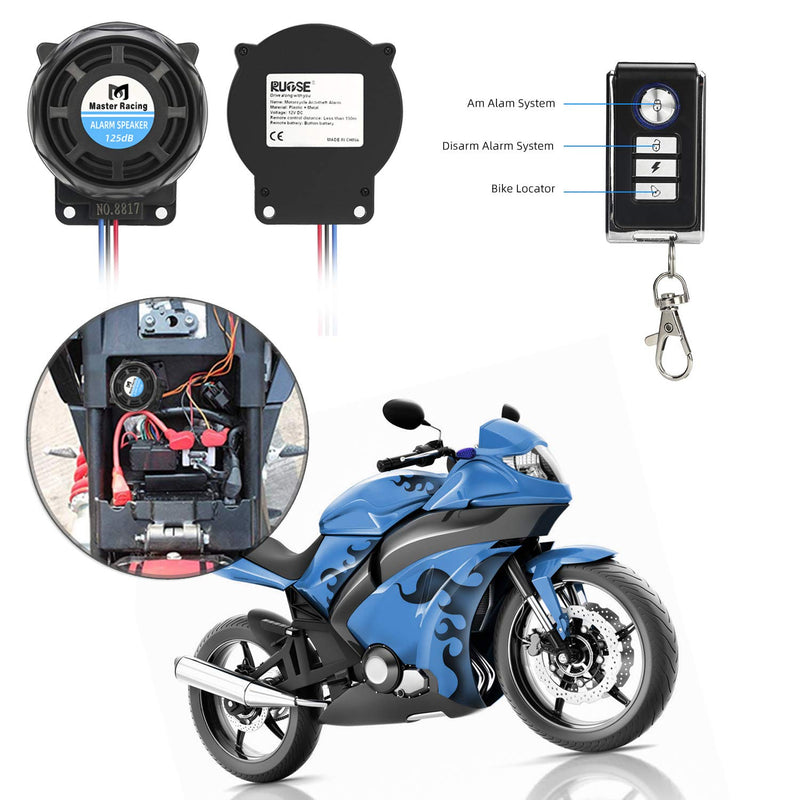  [AUSTRALIA] - Rupse Wireless Alarm System Motorcycle Bicycle Bike Anti Theft Security Burglar Double Remote Control Warner Horn Adjustable Sensitivity