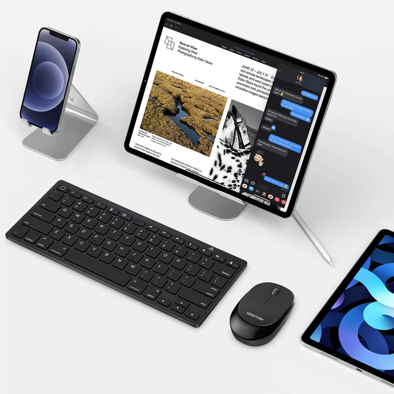  [AUSTRALIA] - OMOTON Bluetooth Keyboard and Mouse Combo, Wireless Keyboard Mouse for iPad Pro 12.9/11, iPad 9th/8th/7th Gen, iPad Air 4, All iPad (iPadOS 13 and Above), and Other Bluetooth Enabled Devices (Black) Black