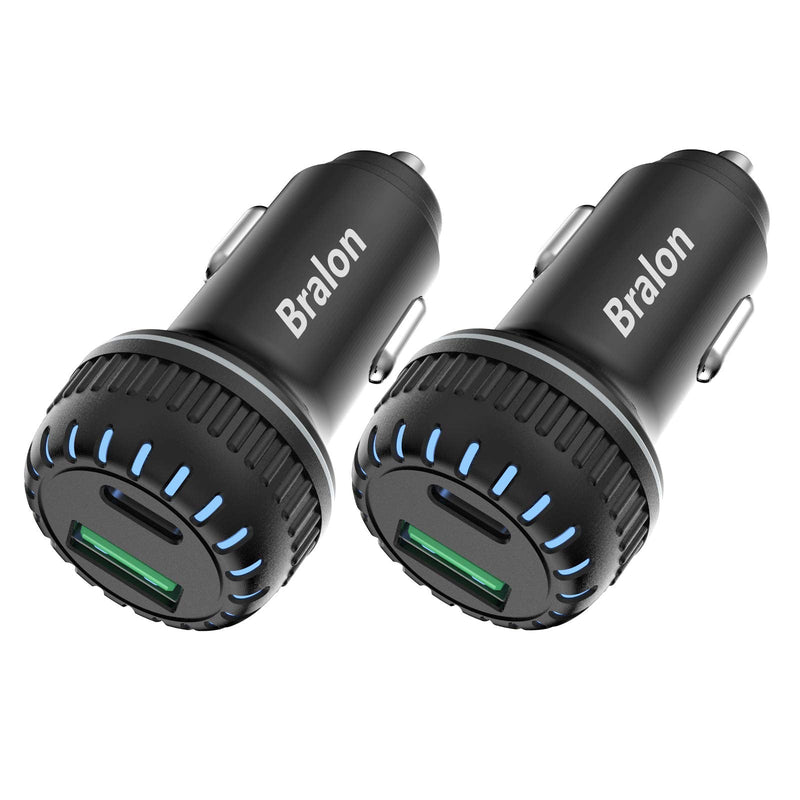  [AUSTRALIA] - USB C Car Charger[2-Pack],Bralon 38W PD3.0 & QC3.0 Dual Fast Car Charger Adapter Compatible with Phone 12/12 Pro(Max)/12 mini/11/11 Pro(Max)/XS/XR/X/8,G.alaxy Note S10 S9 S8 S7,Pad&More