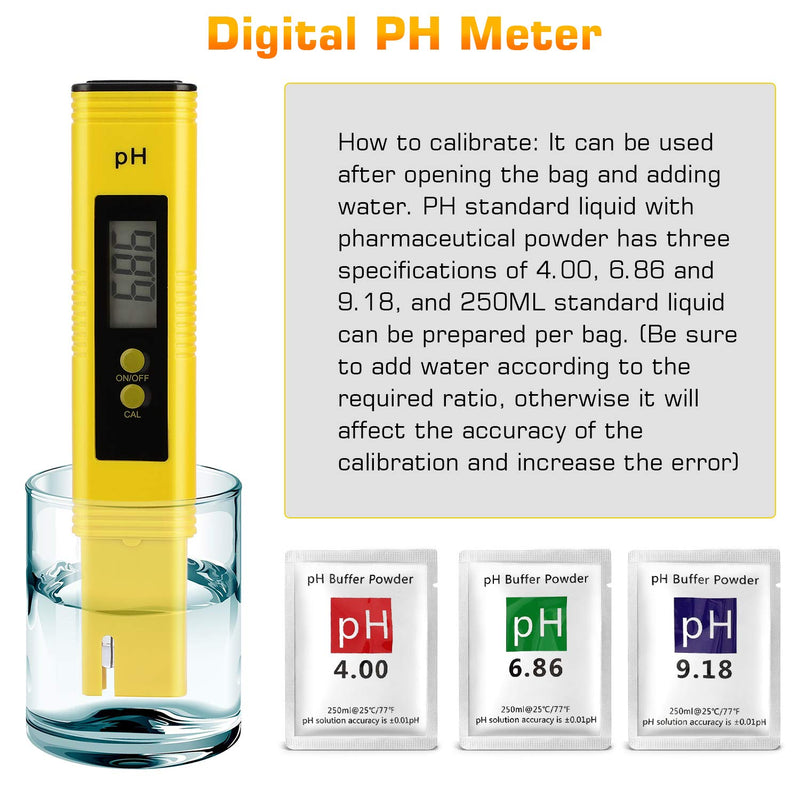  [AUSTRALIA] - PH Meter for Water Hydroponics Digital PH Tester Pen 0.01 High Accuracy Pocket Size with 0-14 PH Measurement Range for Household Drinking, Pool and Aquarium (Yellow)