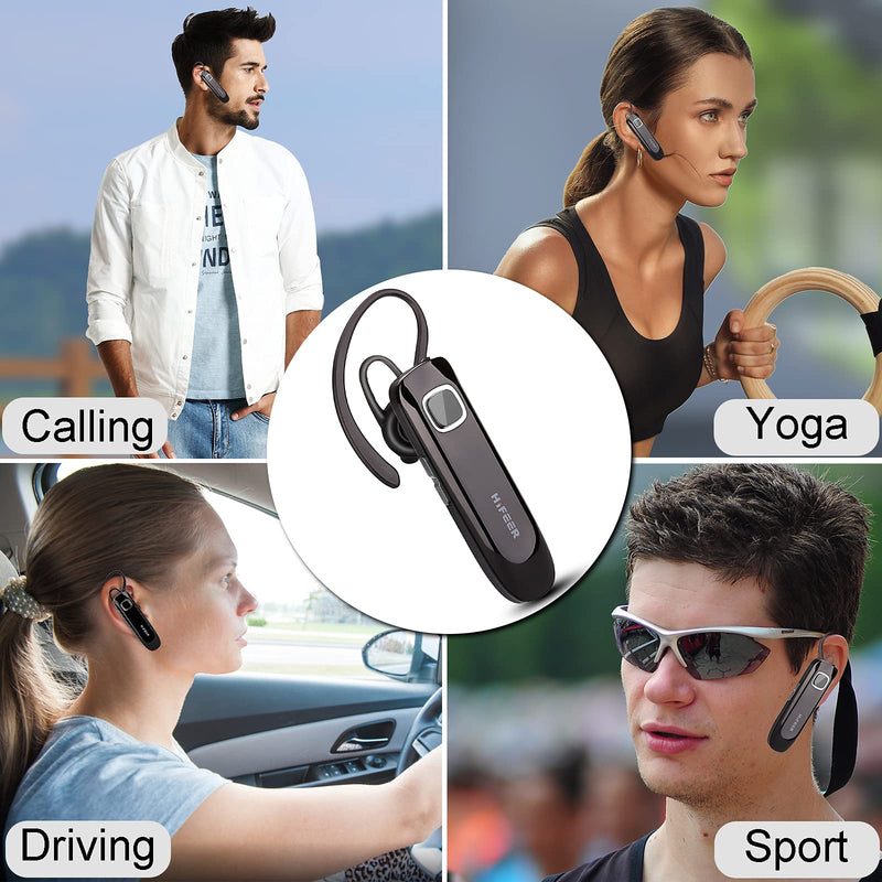 Bluetooth Earpiece for Cell Phones, V5.0 Wireless Bluetooth Headset with CVC8.0 Noise Cancelling Mic 16 Hours Hands-Free Talking for iPhone Android Samsung Cell Phone- Black - LeoForward Australia