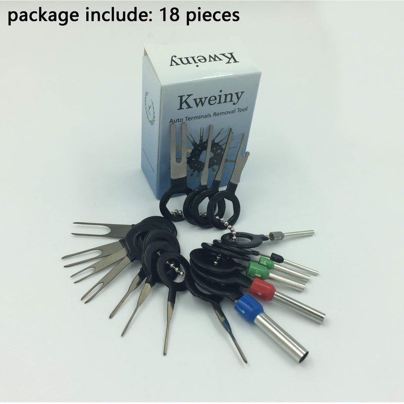 kweiny Auto Terminals Removal Key Tool Set | Car Electrical Wiring Crimp Connector Extractor Puller Release Pin Kit (18 Pieces) - LeoForward Australia