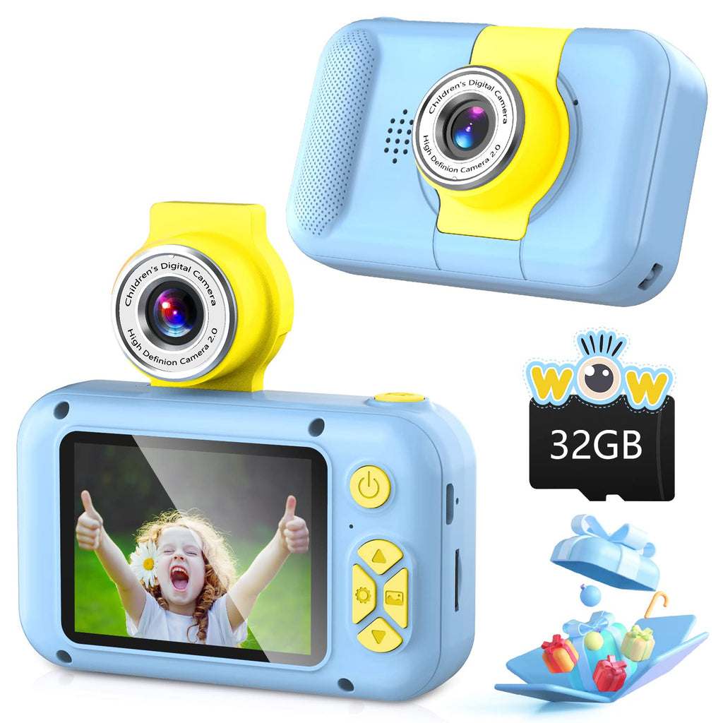  [AUSTRALIA] - Kid Camera,ARNSSIEN Camera for Kid,2.4in IPS Screen Digital Camera,180°Flip Len Student Camera,Children Selfie Camera with Playback Game,Christmas/Birthday Gift for 4 5 6 7 8 9 10 11 Year Old Girl Boy Blue