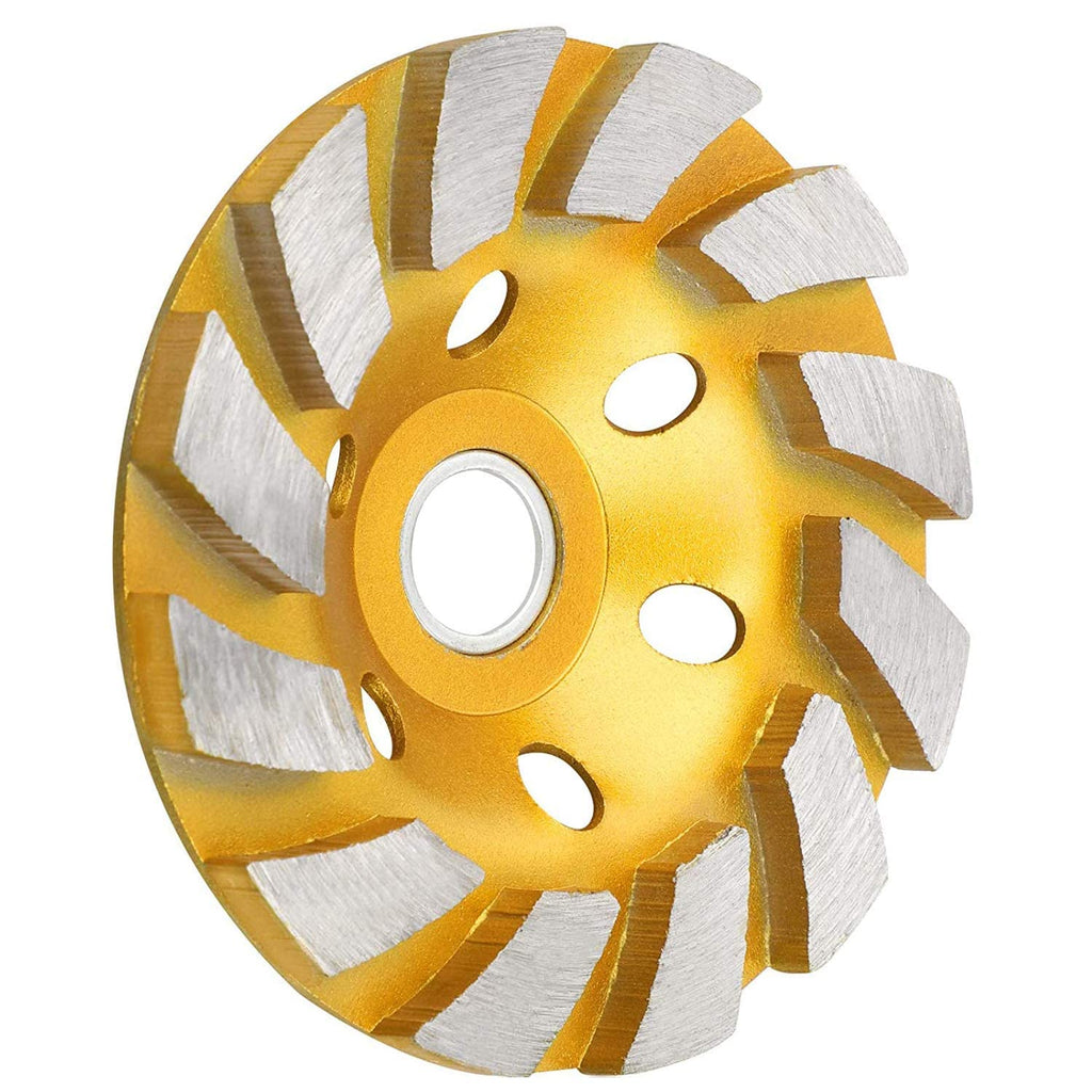 [AUSTRALIA] - SUNJOYCO 4" Concrete Grinding Wheel, 4 inch 12-Segment Heavy Duty Turbo Row Diamond Cup Grinding Wheel Angle Grinder Disc for Granite Stone Marble Masonry Concrete Gold