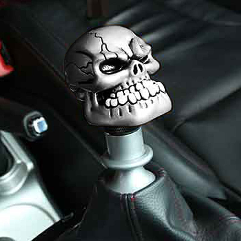  [AUSTRALIA] - Universal Car Manual Skull Silver Gear Stick Shift Knob Lever Shifter M8 M10 M12