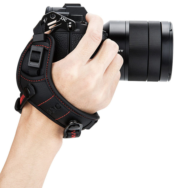  [AUSTRALIA] - Mirrorless Camera Hand Strap Grip for Sony A7C A7 IV A7S A7R Mark III II A9 A9 II ZV-E10 A6600 A6500 A6400 A6300 A6100 A6000 A6500 RX1 RX1R RX1RII RX10 II III IV A99 A77 II A99 HX350 HX400V H400 Red Stitching