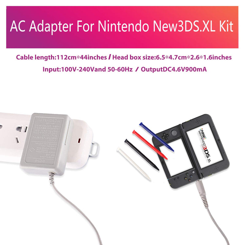  [AUSTRALIA] - New 3DS XL Charger Kit, AC Power Adapter Charger and Stylus Pen for Nintendo New 3DS XL, Wall Travel Charger Power Cord Charging Cable