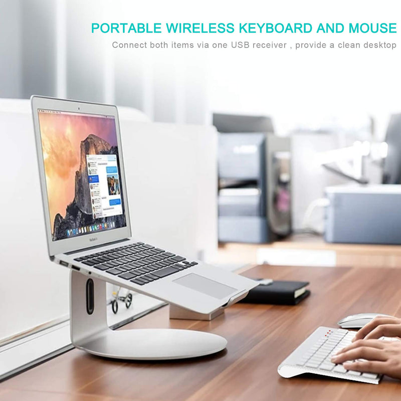 Wreless Keyboard and Mouse, Full-Size Slim Compact Ergonomic 2.4Ghz USB Wireless Keyboard Mouse for PC Computer Laptops Windows - Silver White - LeoForward Australia
