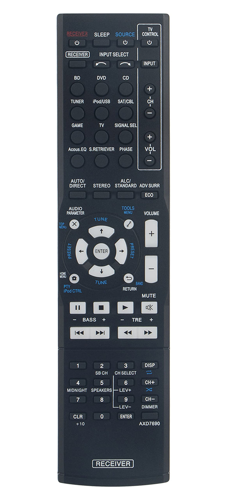  [AUSTRALIA] - AXD7690 Replaced Remote fit for Pioneer AV Receiver VSX-300 VSX-523-K VSX-524-K VSX-424-K VSX-329-K VSX-423-K VSX-423-S VSX-323-K VSX-5231 HTP-072 VSX-324-K-P