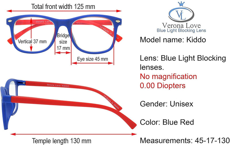 KIDDO Blue Light Blocking and Filtering Glasses For Kids, Anti Screen Glare Protection (Blue & Red) - LeoForward Australia