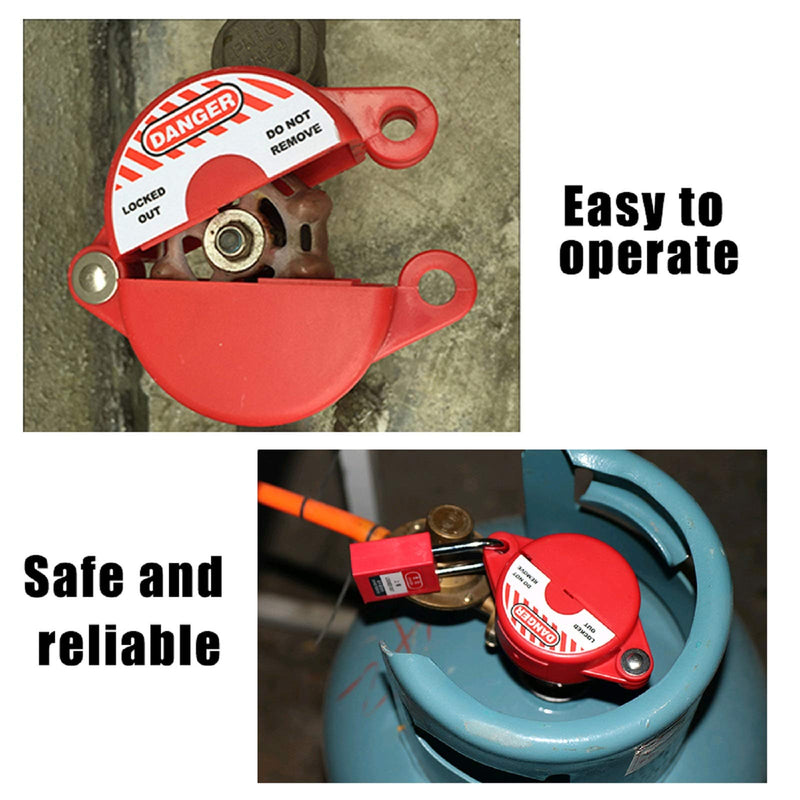  [AUSTRALIA] - Anpatio 1-2.5 inches Rotating Gate Valve Lockout Plastic Outdoor Water Hose Protector Cover Door Knob Covers Babyproof with Safety Padlock for Faucet Knob, Spigot and Various Gas Storage Tanks Red 1