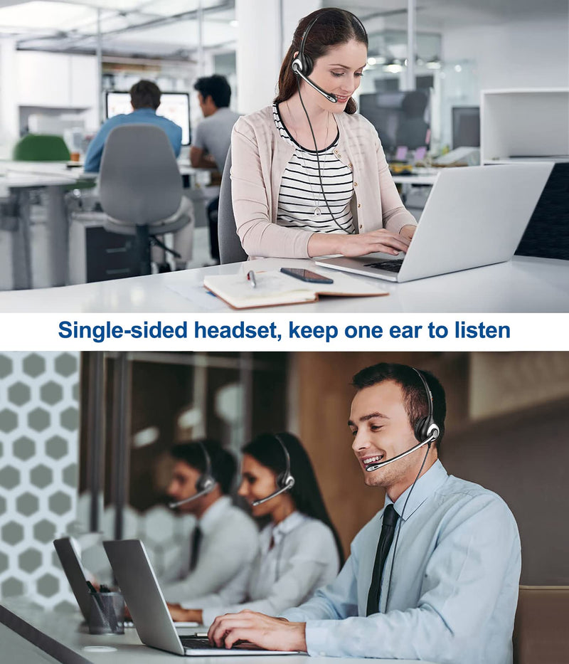  [AUSTRALIA] - Phone Headset for Cell Phone with Microphone Noise Cancelling, 3.5mm Computer Headphones for iPhone Samsung PC Mac, Laptop Headset for Office Home School Classroom Call Center Skype Zoom Black