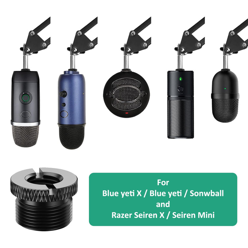  [AUSTRALIA] - Metal Mic Stand Adapter Slotted Screw 3/8 Female to 5/8 Male 2 Piece for Microphone Stand such as Blue Yeti, Yeti Pro, Blue Yeti X, Blue Snowball, Razer Seiren X, Razer Mini by Rigych (Black) 3/8-5/8_Slot