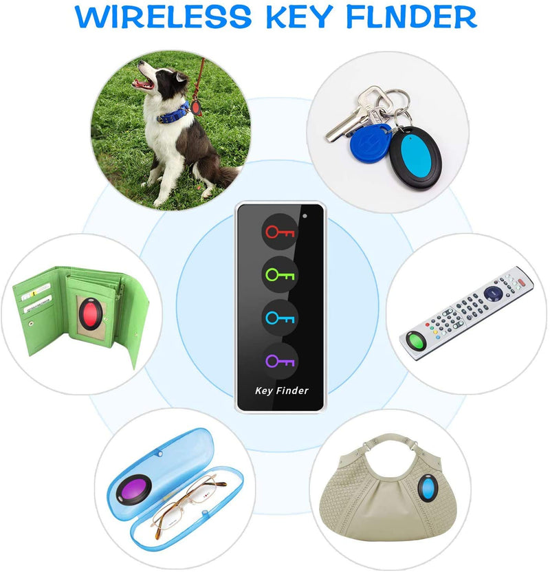  [AUSTRALIA] - FindKey Key Finder, Wireless Key RF Locator Item Anti-Lost Tag Alarm Reminder Tracker Remote Finder,1 RF Transmitter 4 Receivers,Phone Pets Keychain Wallet Luggage Pet Cat Dog Tracking Tracker