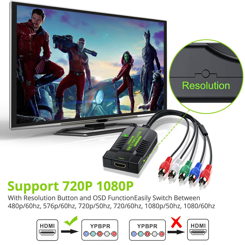  [AUSTRALIA] - LiNKFOR 1080P HDMI to Component Converter Scaler, HDMI Input to YPbPr Convert HDMI to Component, Only HDMI to Component Converter for HDTV Box PC PS3 Roku Blu-Ray DVD (NOT Component to HDMI)