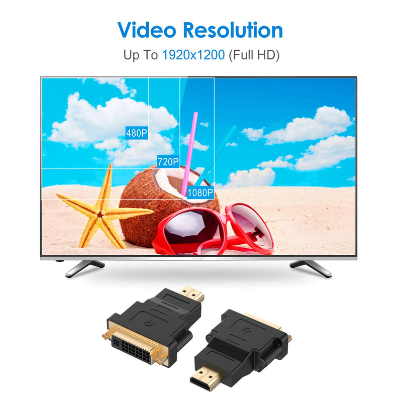  [AUSTRALIA] - Rankie 2-Pack HDMI (Male) to DVI (Female) Adapter (Black)