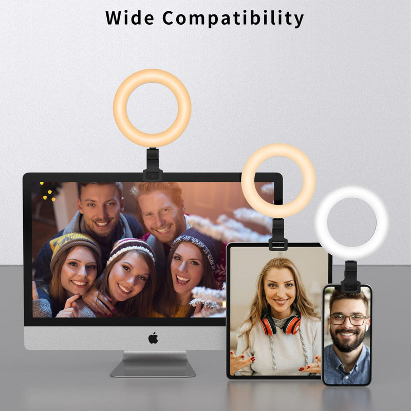  [AUSTRALIA] - Yarrashop Ring Light Clip on Laptop/Computer Monitor/Phone, Video Conference Lighting Kit for Zoom Meeting, Webcam Lighting, Remote Working, Live Streaming Black