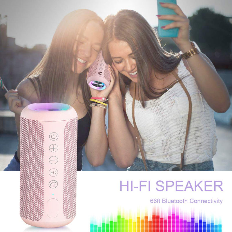  [AUSTRALIA] - Ortizan Portable Bluetooth Speaker, IPX7 Waterproof Wireless Speaker with 24W Loud Stereo Sound, Outdoor Speakers with Bluetooth 5.0, 30H Playtime,66ft Bluetooth Range,Dual Pairing for Home Pink