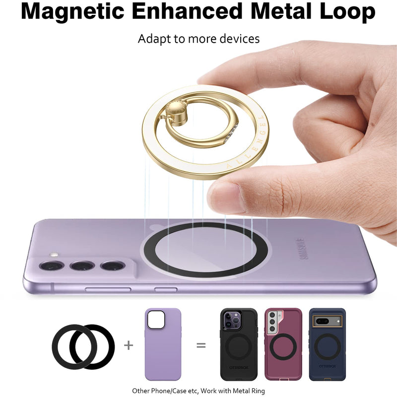  [AUSTRALIA] - Magnetic Phone Ring Grip Holder for MagSafe - Strong Magnetic Finger Kickstand, 360° Rotation and 180° Flip Compatible with All Smartphones (Gold) gold