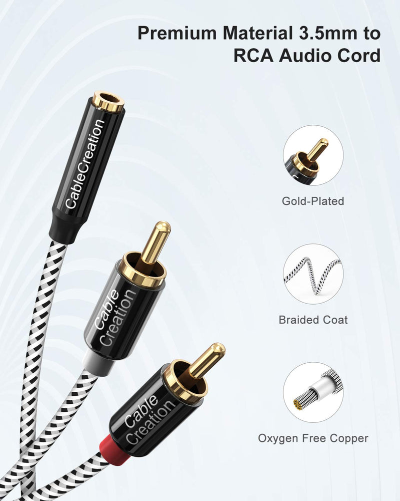 3.5mm to RCA Cable,CableCreation 20CM 3.5mm Female to 2RCA Male Stereo Audio Cable Gold Plated for TV,Smartphones, MP3, Tablets, Speakers,Home Theater,0.75FT 0.75Ft - LeoForward Australia